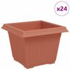vidaXL Square Flower Pot 24 pcs Brick Red 23 x 23 x 17.5 cm Plastic