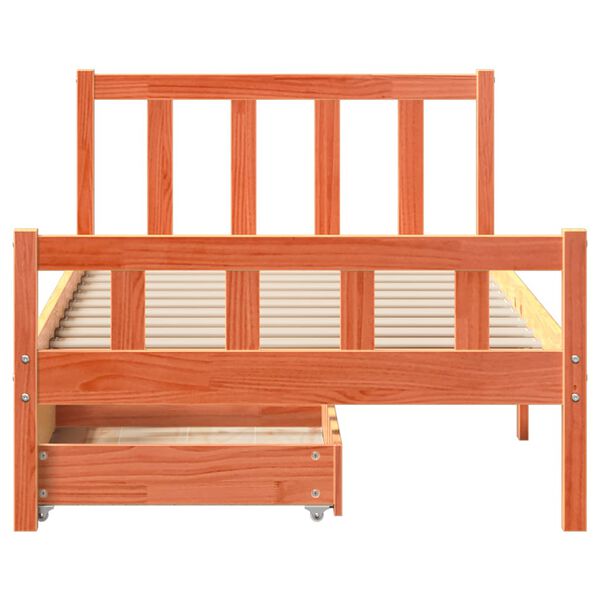 vidaXL Bed Frame without Mattress Wax Brown 75x190 cm Small Single Solid Wood Pine