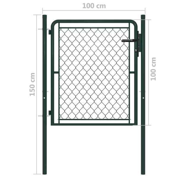 vidaXL Garden Gate Steel 100x100 cm Green