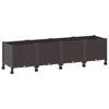 vidaXL Garden Planter with Wheels Brown 160 x 40 x 44 cm PP