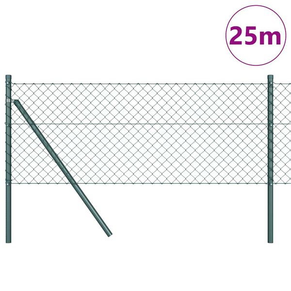 vidaXL Fence Post Green 25 x 0.8 m (40 x 40 mm mesh) Steel and PVC