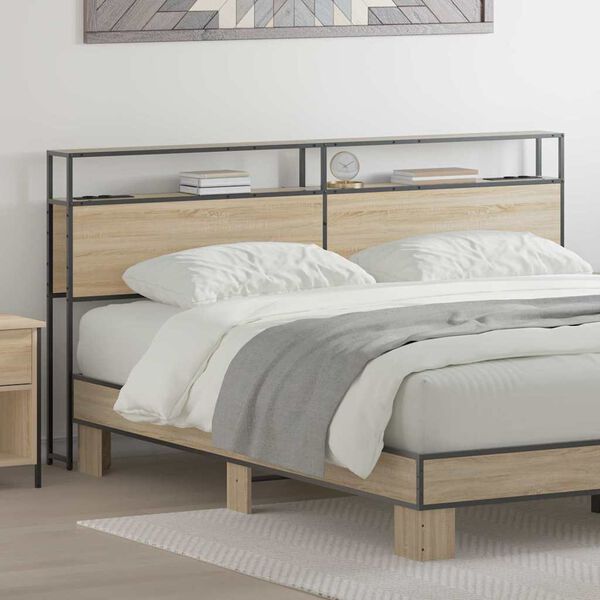 vidaXL Storage Headboard with Shelf Sonoma oak 180 cm Engineered wood