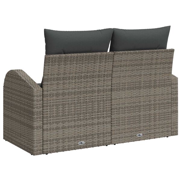 vidaXL Garden Sofa Grey 124 x 62 x 69cm Poly Rattan