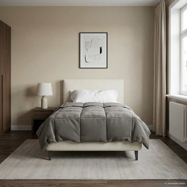 vidaXL Full Year Duvet Quilted Light Grey 140 x 200 cm Microfiber