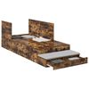 vidaXL Storage Bed Frame with Drawer Smoked Oak 75 cm Engineered Wood