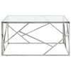 vidaXL Coffee Table Silver Stainless Steel and Tempered Glass