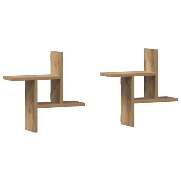 vidaXL Wall Shelves 2 pcs Artisian Oak 38x12x38 cm Engineered Wood
