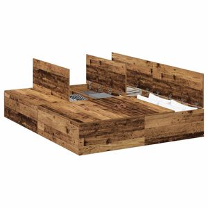 vidaXL Storage Bed Frame Old Wood 150 x 200 cm Engineered Wood