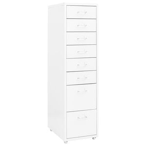 vidaXL Mobile File Cabinet White 28x41x109 cm Metal