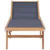 vidaXL Folding Sun Lounger with Wheels Solid Teak and Textilene