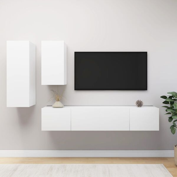 vidaXL 4 Piece TV Cabinet Set White Engineered Wood