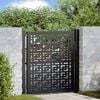 vidaXL Garden Gate Black 100x100 cm Steel Cross Design