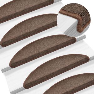 vidaXL Stair mats 15 pcs 56 x 17 x 3 cm Non-Slip Coffee Brown