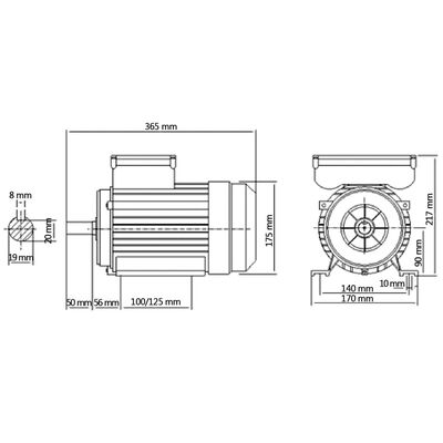 vidaXL Single Phase Electric Motor Aluminium 2.2kW/3HP 2 Pole 2800 RPM