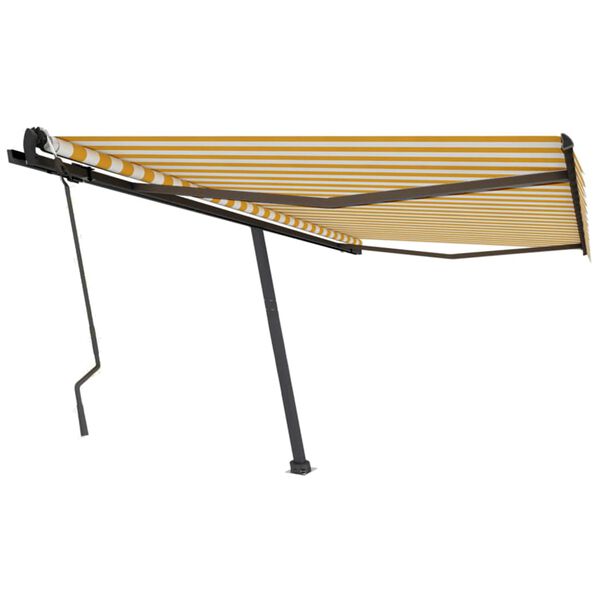 vidaXL Freestanding Manual Retractable Awning 450x300 cm Yellow/White