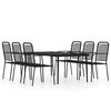 vidaXL Dining Set | Black | Powder-coated steel | Large | Durable | Dining Set