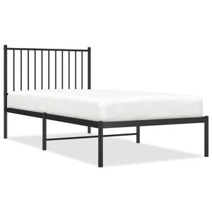 vidaXL Metal Bed Frame without Mattress with Headboard Black 90x190cm