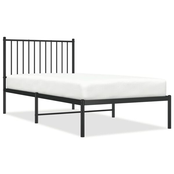 vidaXL Metal Bed Frame without Mattress with Headboard Black 90x190cm