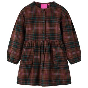 vidaXL Kids' Dress with Long Sleeves Cognac 92