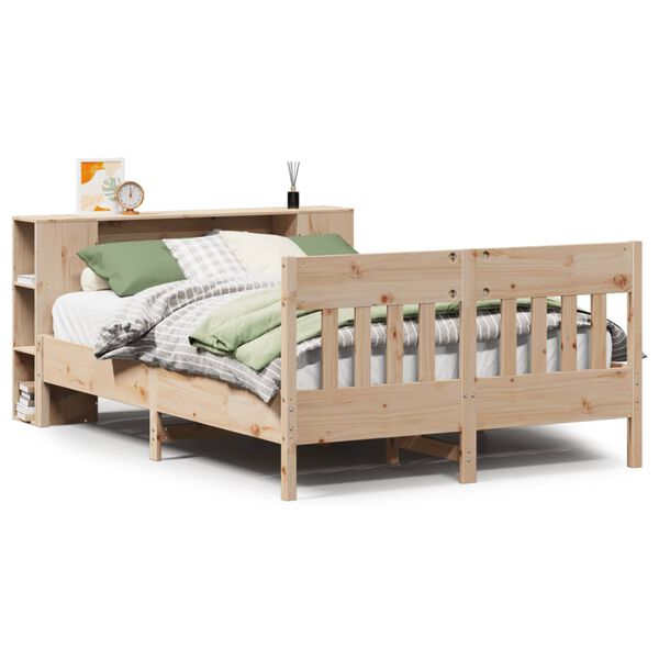vidaXL Bookcase Bed without Mattress 135x190 cm Double Solid Wood Pine