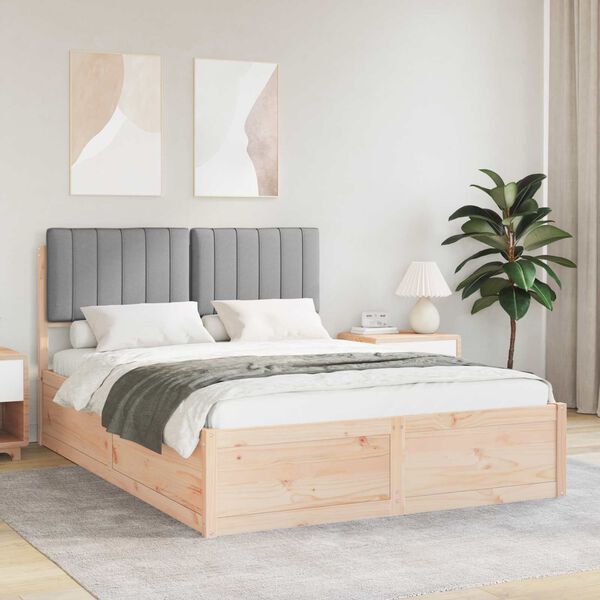 vidaXL Bed Frame with Upholstered Headboard Light Grey 140 x 200 cm