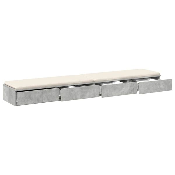 vidaXL Bed Drawers Concrete Grey 180 x 36.5 x 16.5 cm Engineered Wood