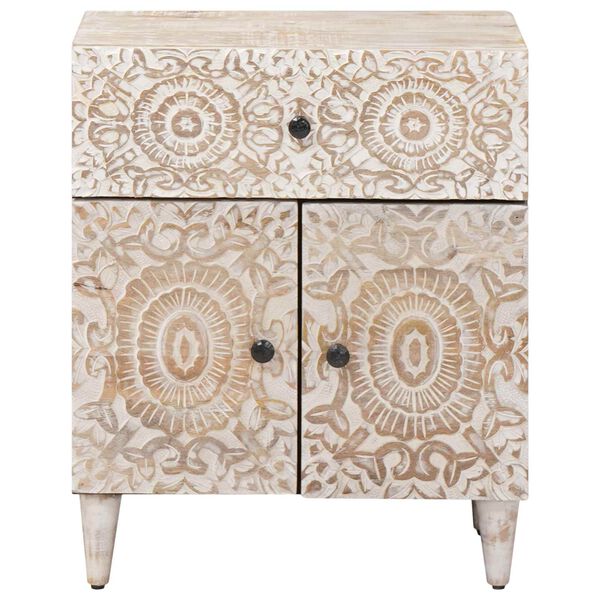 vidaXL Bed cabinet with Drawer White 50 x 33 x 60 cm Solid Mango Wood