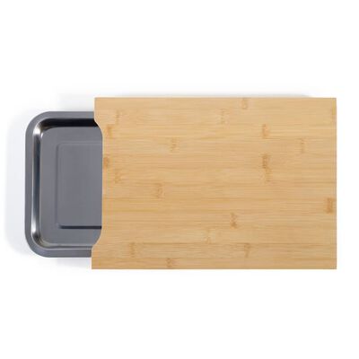 Livoo Cutting Board with Drawer Storage Wood Beige