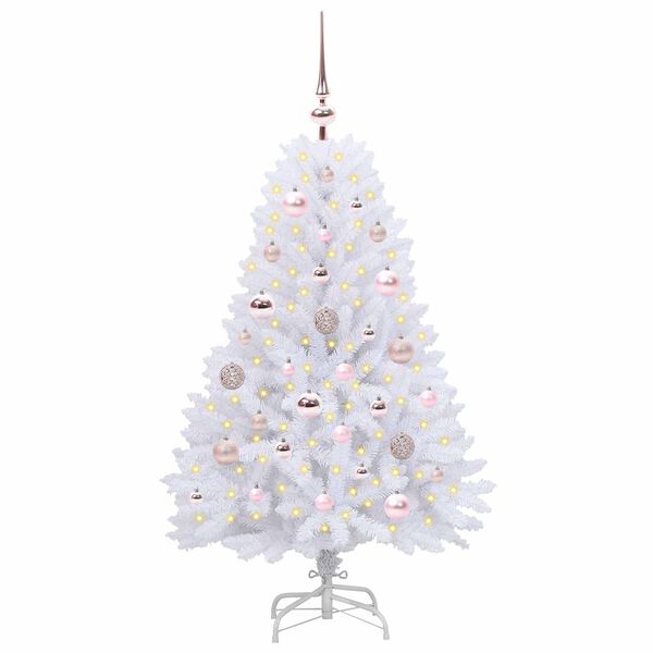 vidaXL Artificial Hinged Christmas Tree White 120 cm PVC and Steel