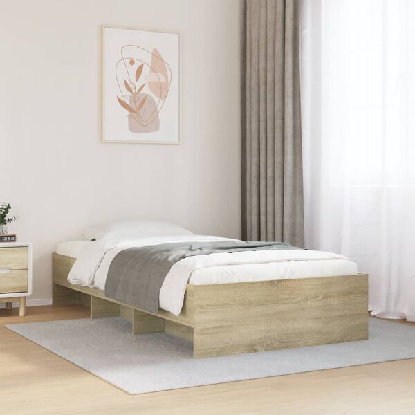 vidaXL Bed Frame without Mattress Sonoma Oak 90x190 cm Single Engineered Wood