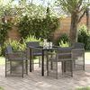 vidaXL Garden Dining Set 5 pcs Grey Poly Rattan