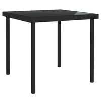 vidaXL Outdoor Dining Table Black 80x80x72 cm Glass and Steel
