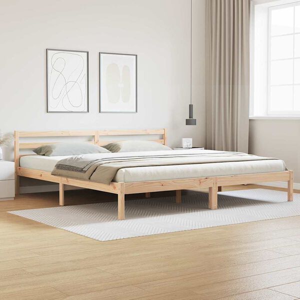 vidaXL Bed Frame Brown 215.5 x 205.5 x 69.5 cm Solid Pine Wood