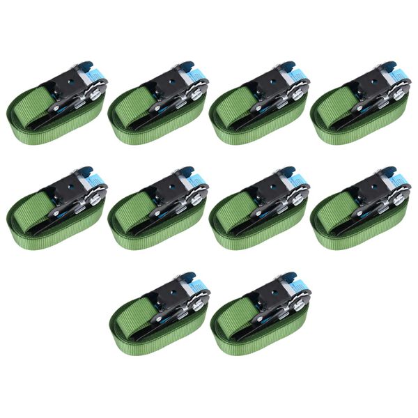 vidaXL Ratchet Tie Down Straps 10 pcs 800 daN 6 m Green