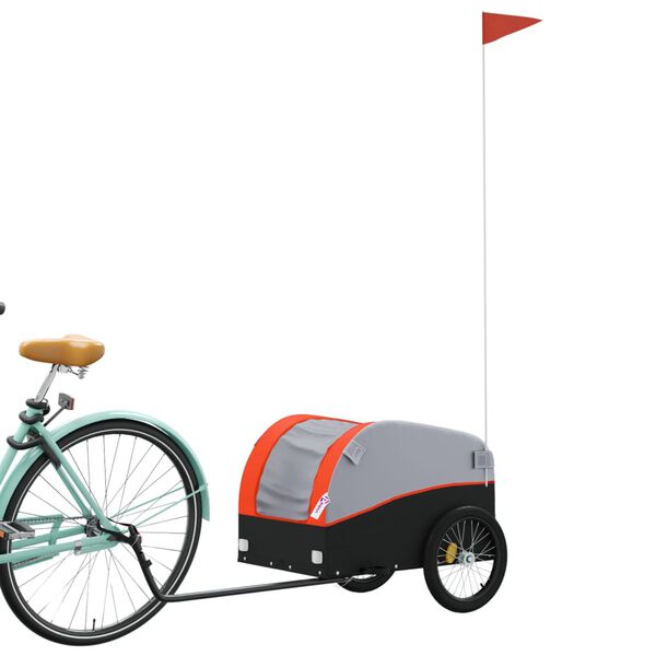 vidaXL Bike Trailer Black and Orange 30 kg Iron