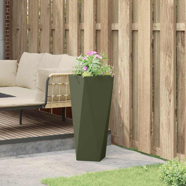 vidaXL Planter Olive Green 30 x 30 x 75 cm Steel