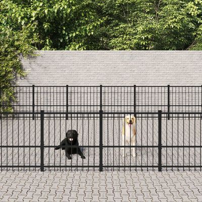 vidaXL Outdoor Dog Kennel Steel 45.16 m²