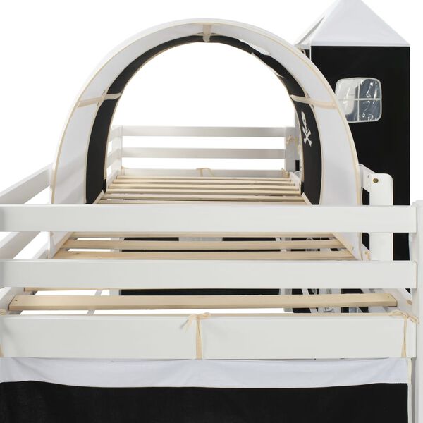 vidaXL Children's Loft Bed Frame with Slide & Ladder Pinewood 97x208 cm