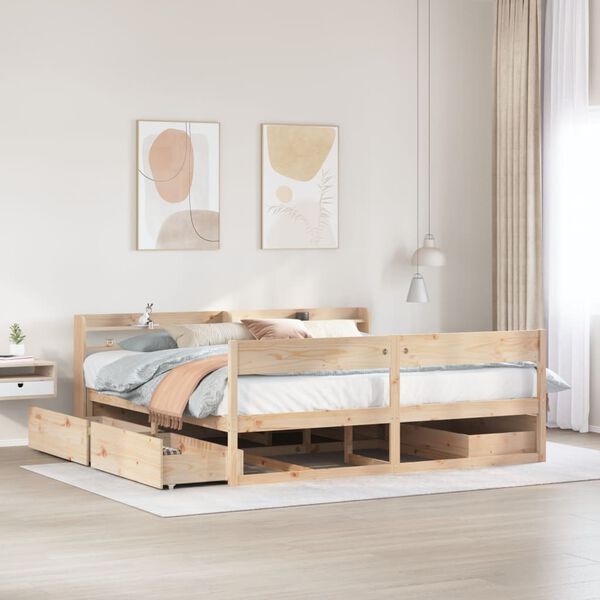 vidaXL Bed Frame without Mattress 180x200 cm Super King Solid Wood Pine