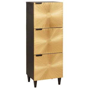 vidaXL Side Cabinet Black and Gold 40 x 33.5 x 110 cm Solid Mango Wood