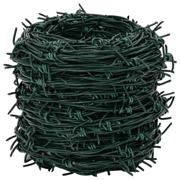 vidaXL Barbed Wire Green 50 m PVC-coated Steel