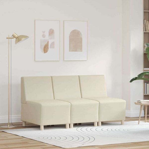 vidaXL Modular Sofa Unit Armless 3 pcs Cream 55 x 74 x 82 cm