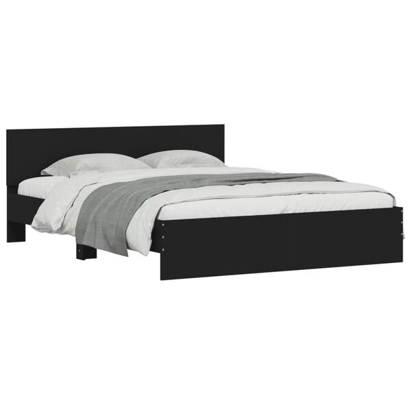 vidaXL Bed Frame with LED without Mattress Black 150x200 cm King Size