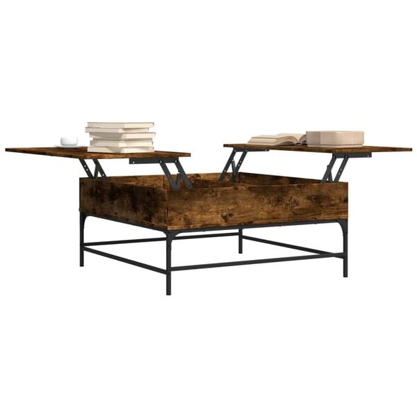 vidaXL Coffee Table Smoked Oak 95x95x45 cm Engineered Wood and Metal