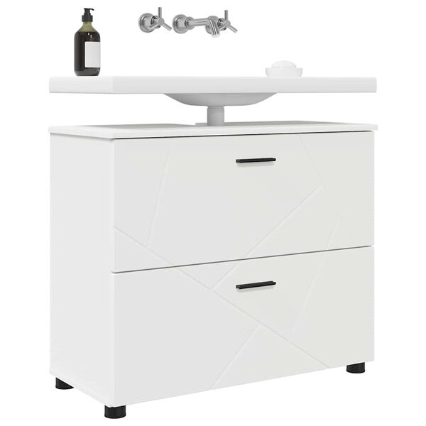 vidaXL Bathroom Cabinet with Drawer with Door White 76.5 x 35 x 64 cm