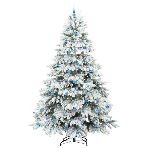 vidaXL Artificial Christmas Tree with 300 LEDs Green 240 cm PE and PVC