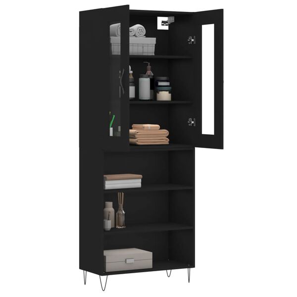 vidaXL Highboard Black 69.5x34x180 cm Engineered Wood
