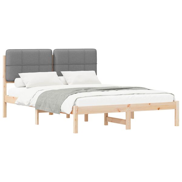 vidaXL Bed Frame with Upholstered Headboard Light Grey 140 x 190 cm