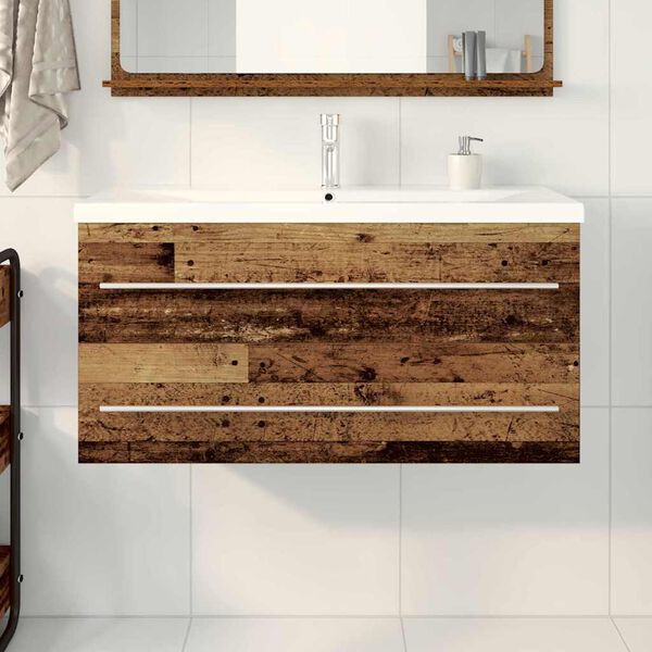 vidaXL Bathroom Sink Cabinet 2 pcs Old Wood 100 x 38.5 x 48 cm