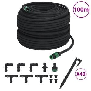 vidaXL Garden Soaker Hose Black 0.6" 100 m Rubber